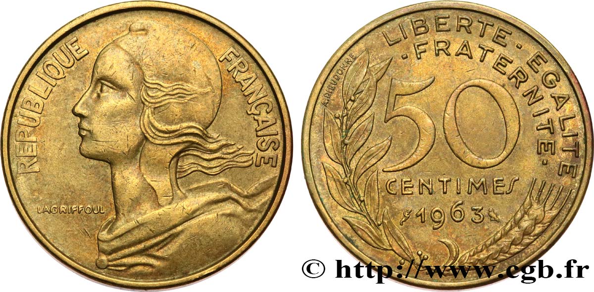 50 centimes Marianne, col à trois plis 1963 Paris F.197/4 BB45 