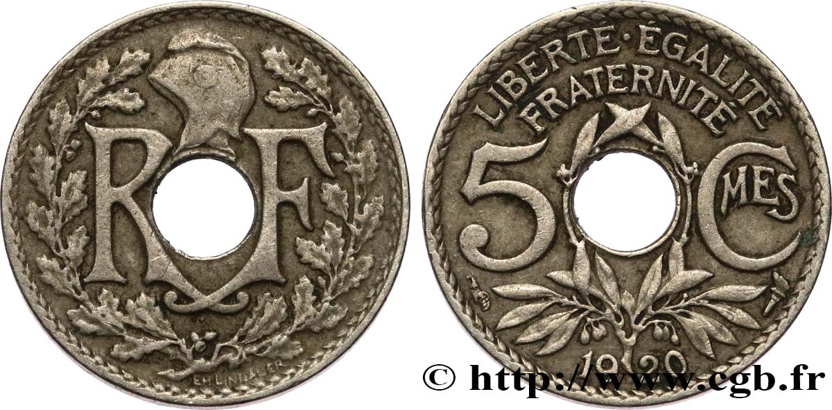 5 centimes Lindauer, petit module 1920 Paris F.122/2 VF25 