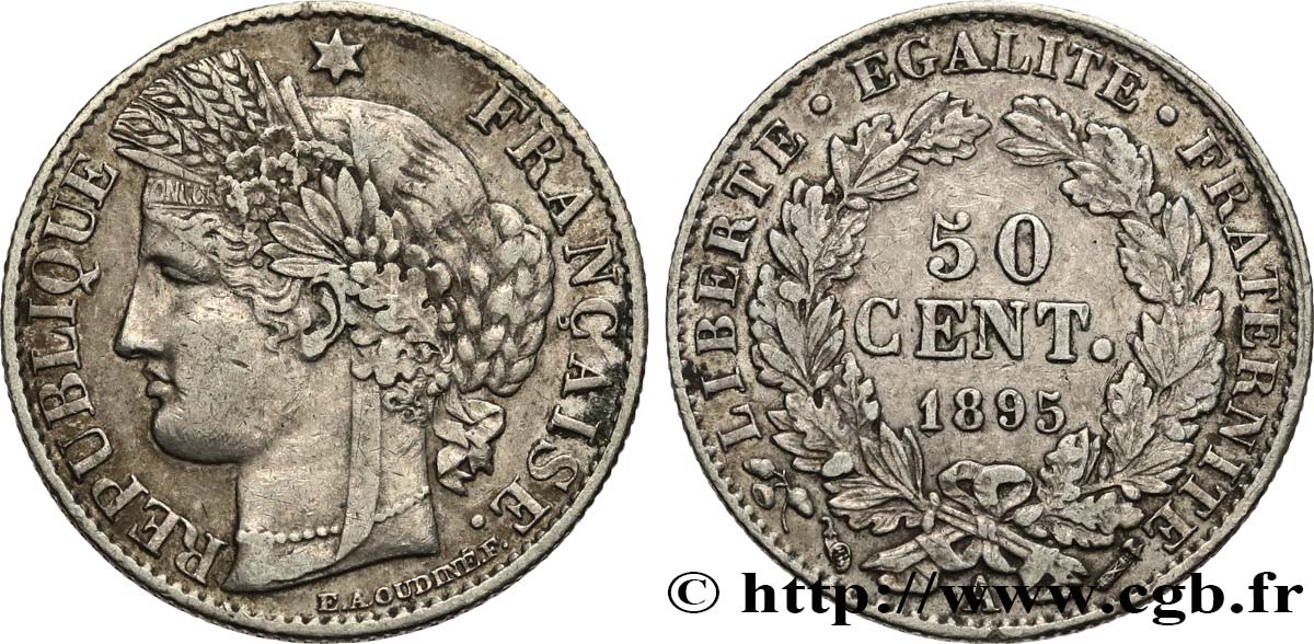 50 centimes Cérès, IIIe République 1895 Paris F.189/16 XF45 