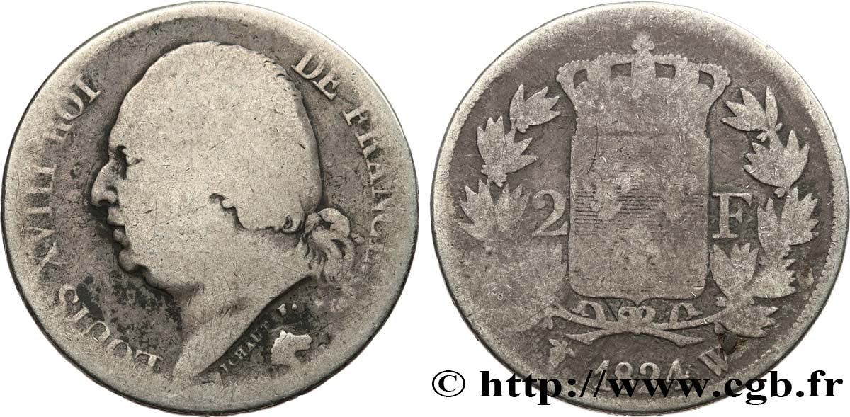 2 francs Louis XVIII 1824 Lille F.257/62 SGE6 