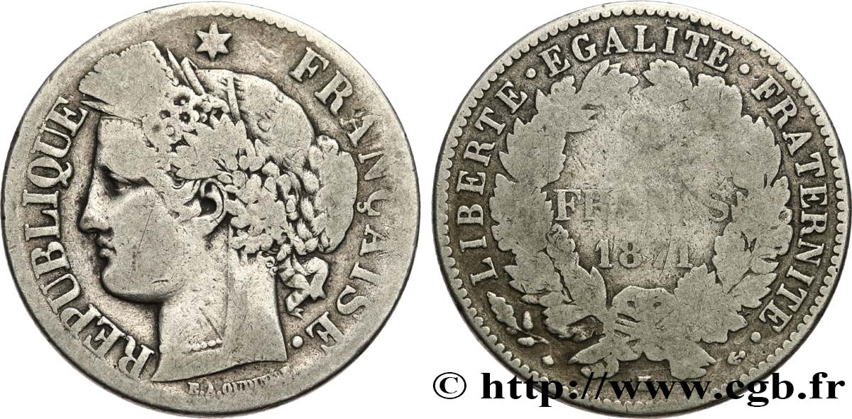 2 francs Cérès, avec légende 1871 Bordeaux F.265/7 B12