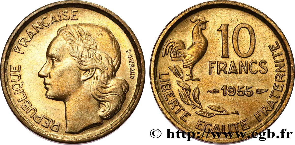 10 francs Guiraud 1955 F.363/12 MS62