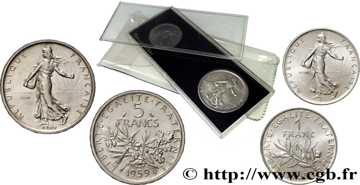 Boîte d essais de 5 francs et de 1 franc Semeuse 1959 Paris F.226/3 MS 