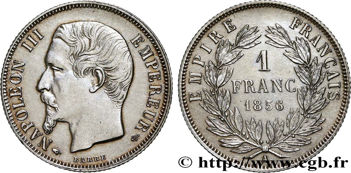1 franc Napoléon III, tête nue 1856 Paris F.214/6 SUP 