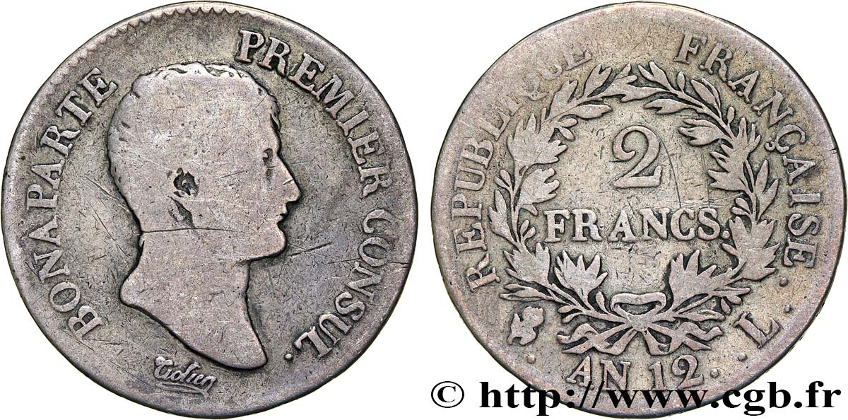 2 francs Bonaparte Premier Consul 1804 Bayonne F.250/8 B12 