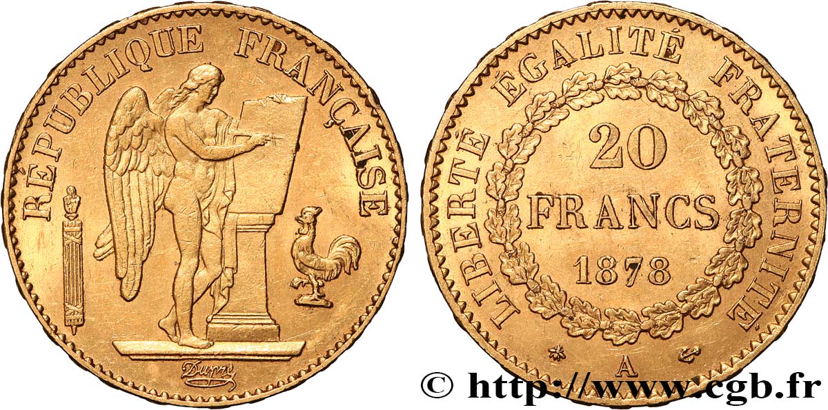 20 francs or Génie, Troisième République 1878 Paris F.533/6 TTB+