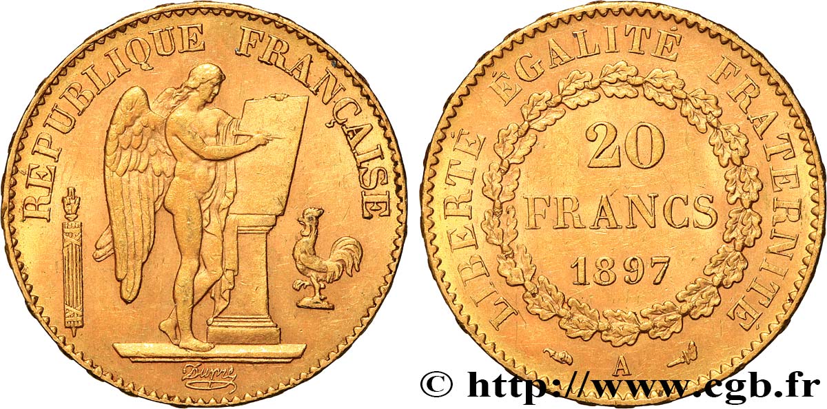 20 francs or Génie, Troisième République 1897 Paris F.533/22 TTB+