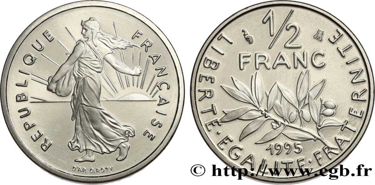1/2 franc Semeuse, Belle Épreuve 1995 Pessac F.198/38 var. FDC