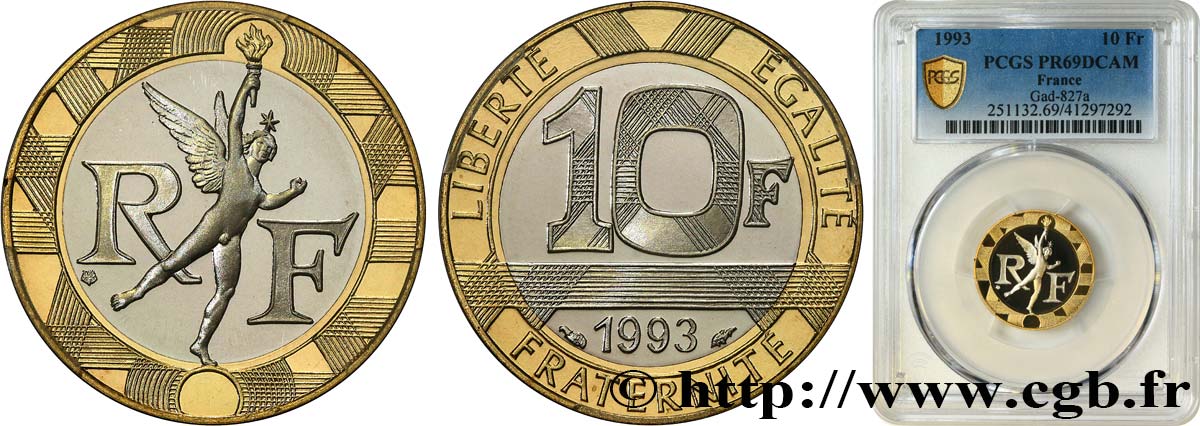 10 francs Génie de la Bastille, Belle Épreuve 1993 Pessac F.375/10 var. FDC69 PCGS