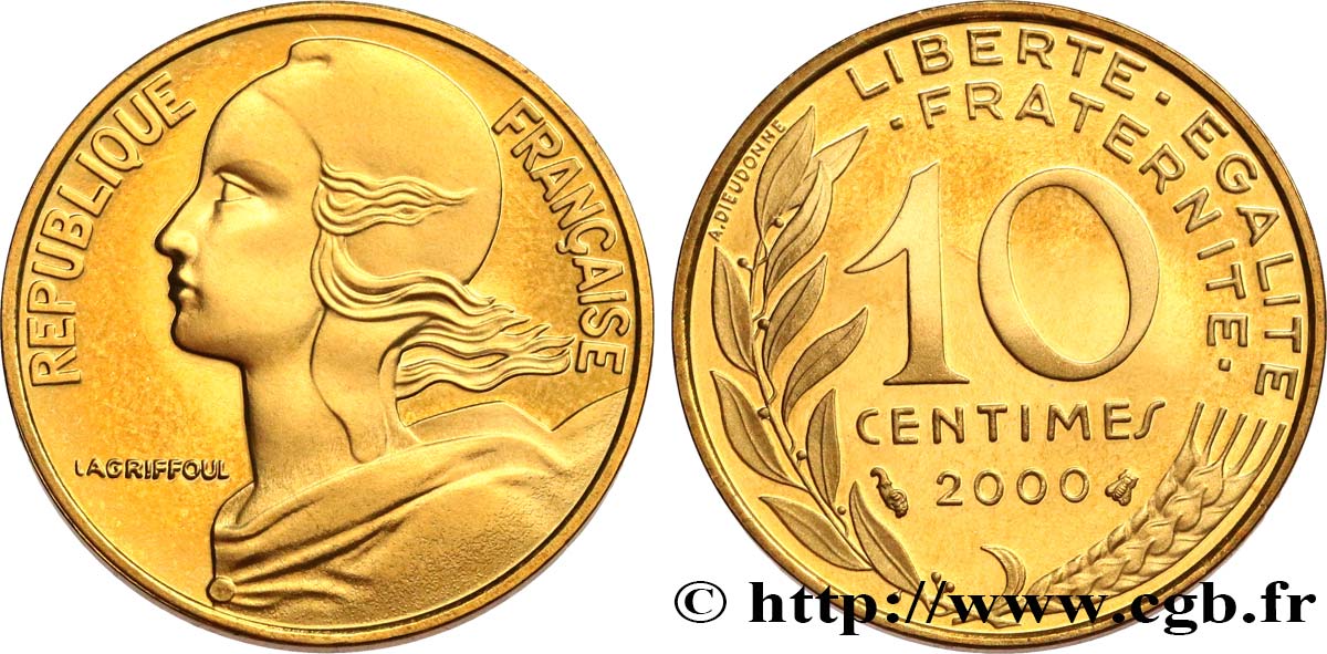 10 centimes Marianne, BE (Belle Epreuve) 2000 Pessac F.144/44 var. FDC