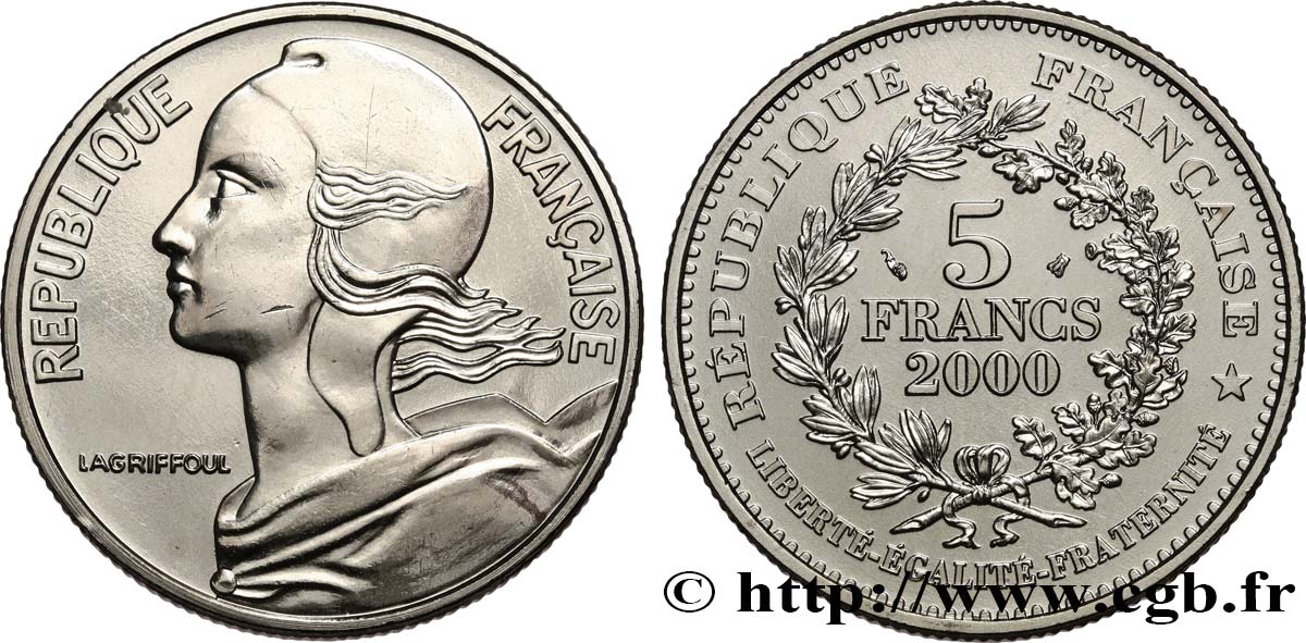 5 francs La Marianne de Lagriffoul 2000 Paris F.355/1 MS
