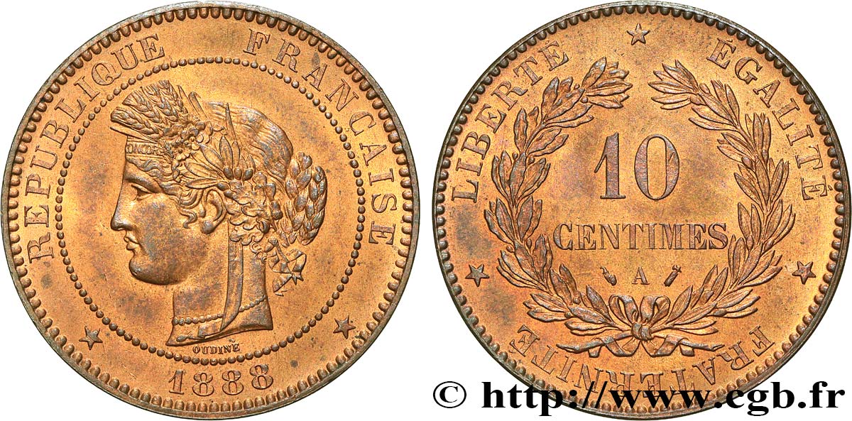 10 centimes Cérès 1888 Paris F.135/33 MS63 