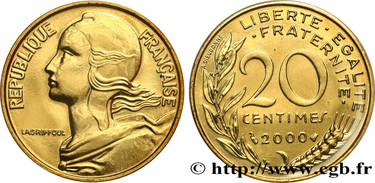 20 centimes Marianne, Brillant Universel 2000 Pessac F.156/45 FDC