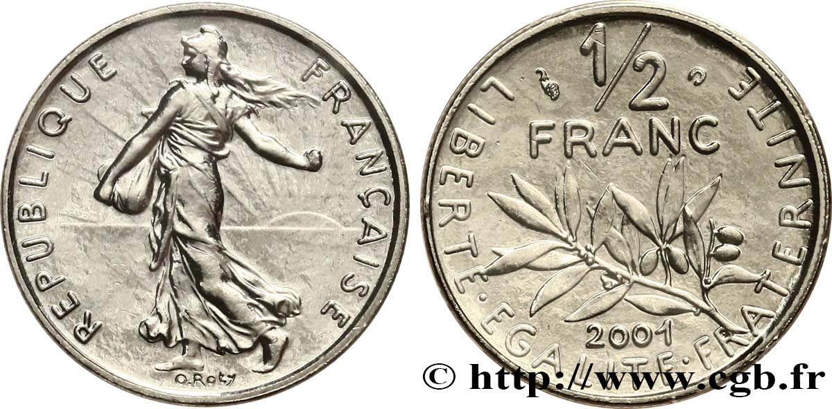 1/2 franc Semeuse, BU (Brillant Universel) 2001 Pessac F.198/44 FDC