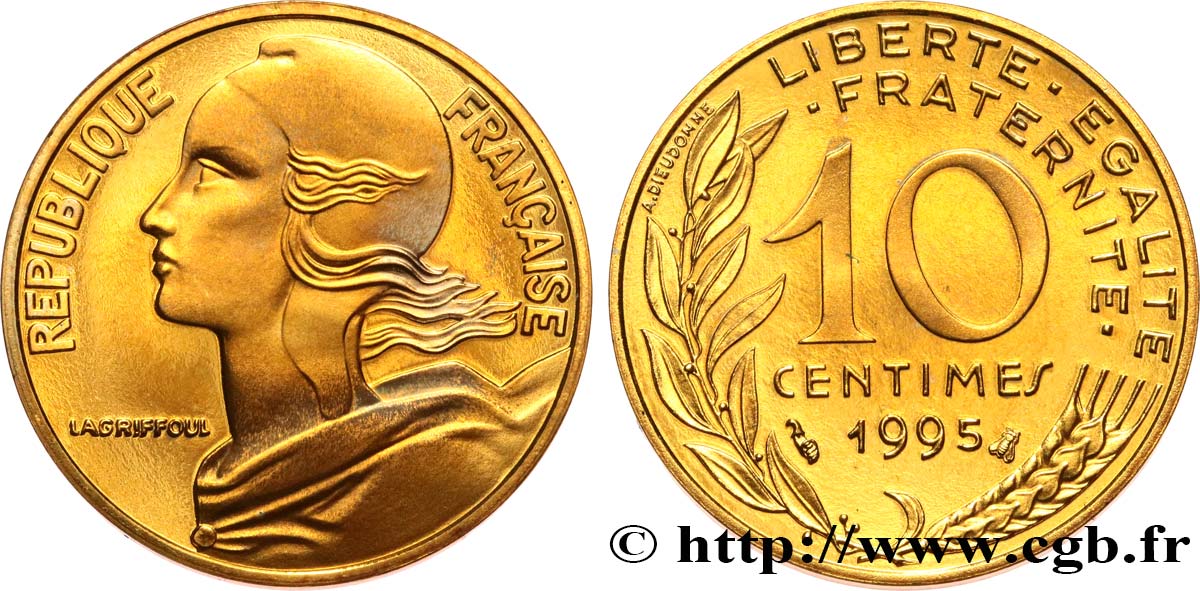 10 centimes Marianne, Belle Épreuve 1995 Pessac F.144/39 var. ST
