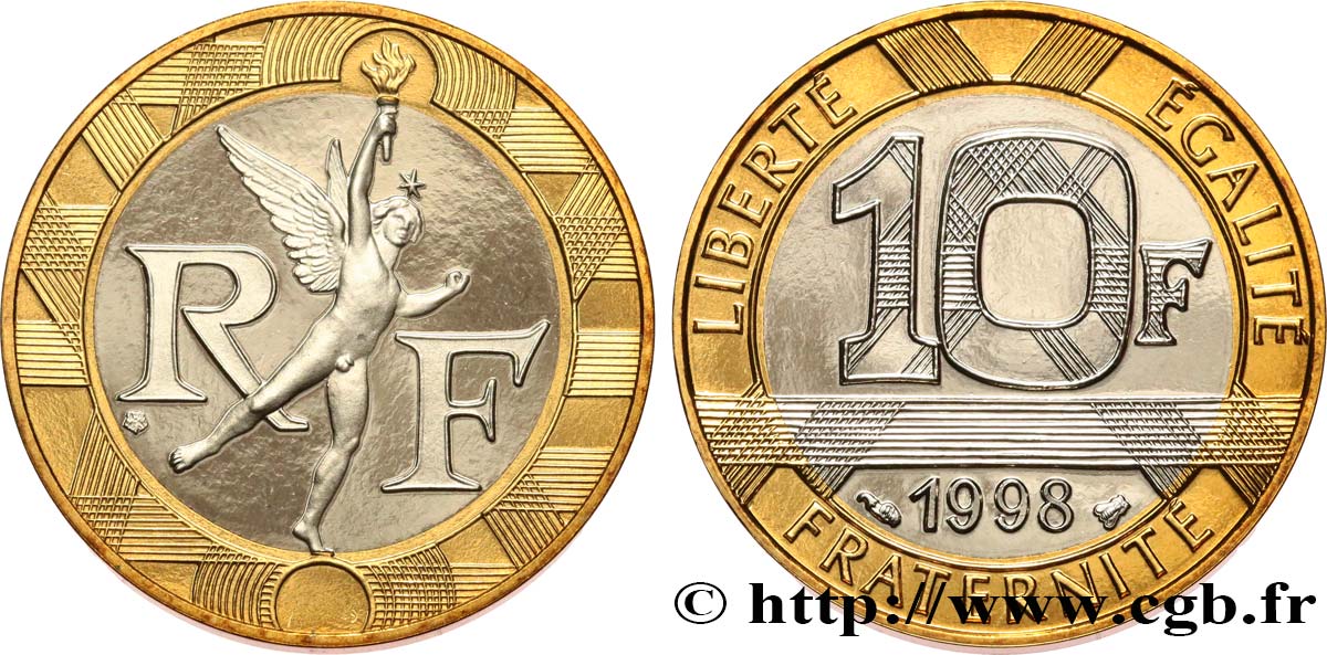 10 francs Génie de la Bastille, BE (Belle Épreuve) 1998 Pessac F.375/15 var. MS