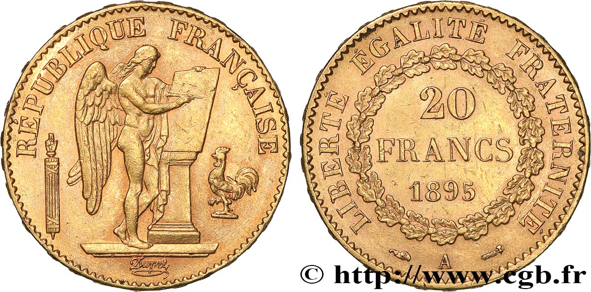 20 francs or Génie, IIIe République 1895 Paris F.533/19 q.SPL