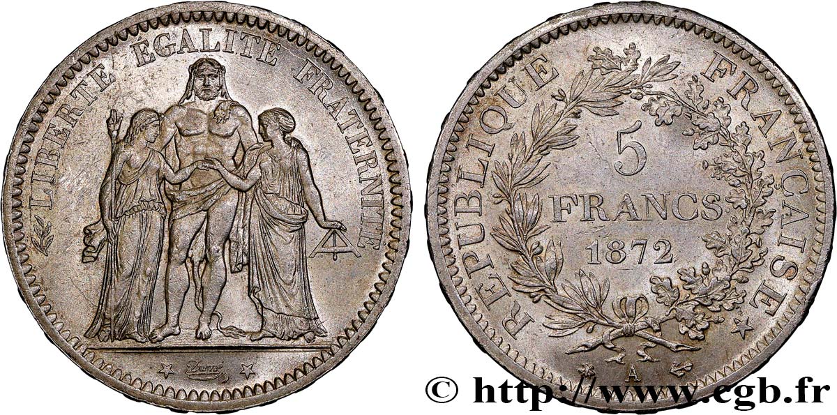 5 francs Hercule 1872 Paris F.334/6 MS61 