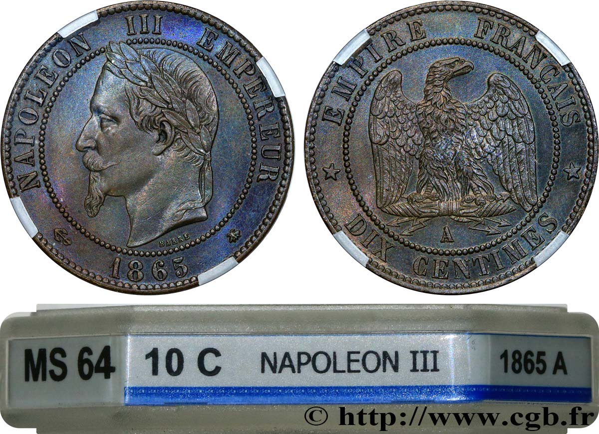 Dix centimes Napoléon III, tête laurée 1865 Paris F.134/16 SC64 GENI