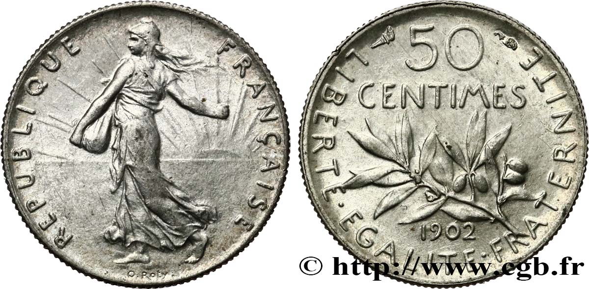 50 centimes Semeuse 1902 Paris F.190/9 SUP58