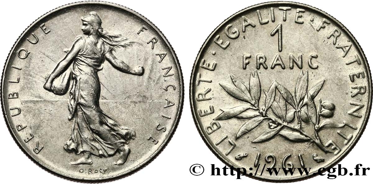 1 franc Semeuse, nickel 1961 Paris F.226/6 AU55