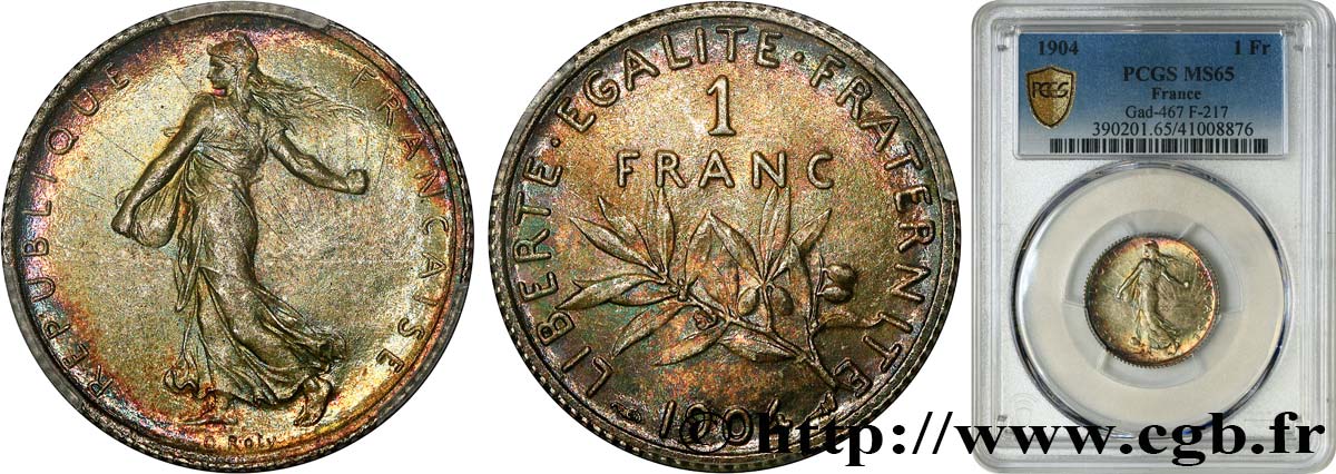 1 franc Semeuse 1904 Paris F.217/9 ST65 PCGS