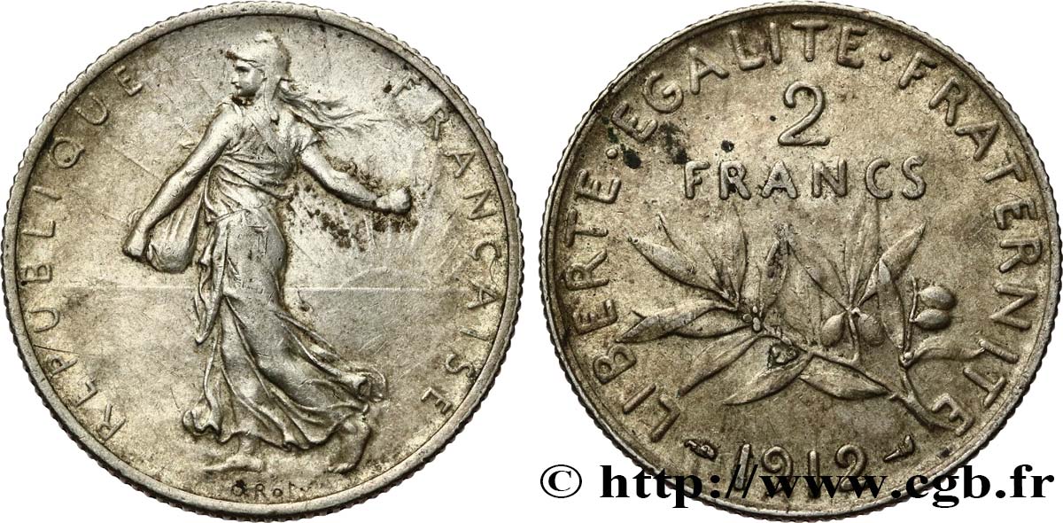 2 francs Semeuse 1912 F.266/13 AU53