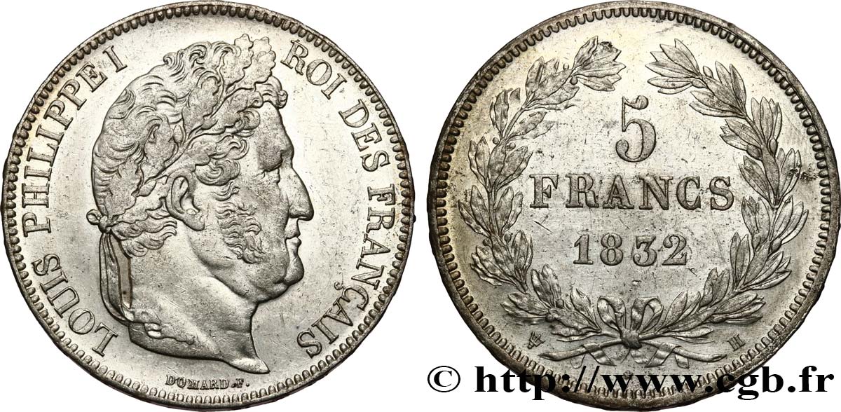 5 francs IIe type Domard 1832 La Rochelle F.324/5 SUP 