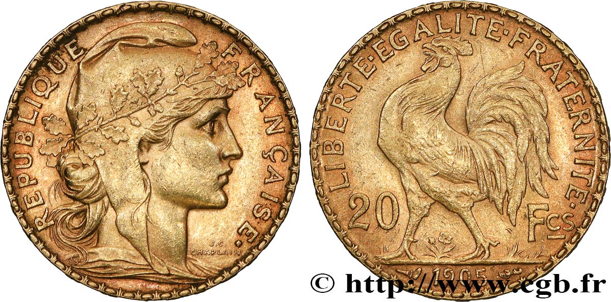 20 francs or Coq, Dieu protège la France 1905 Paris F.534/10 TTB+ 