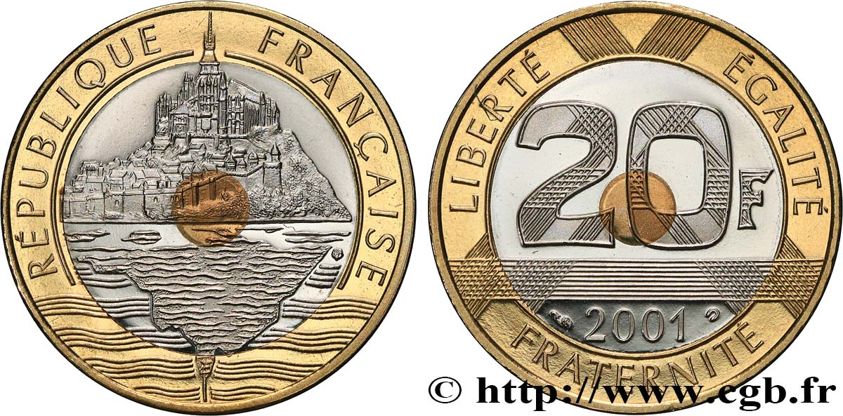 20 francs Mont Saint-Michel, BE (Belle Épreuve) 2001 Pessac F.403/17 var. FDC