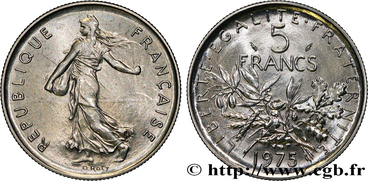 5 francs Semeuse, nickel 1975 Paris F.341/7 FDC