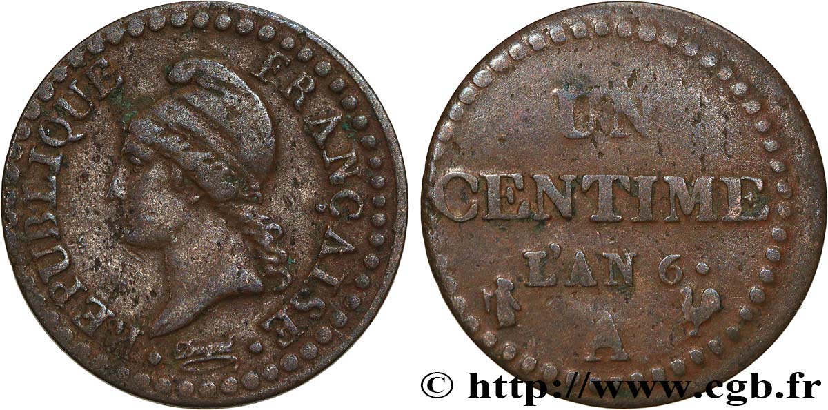 Un centime Dupré, 6 normal 1798 Paris F.100/3 TB20