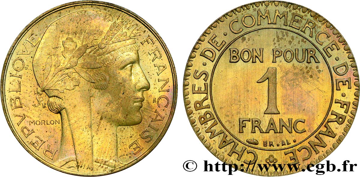 Essai de 1 franc hybride Morlon / Chambres de commerce en bronze-aluminium n.d.  GEM.96 2 MS64 