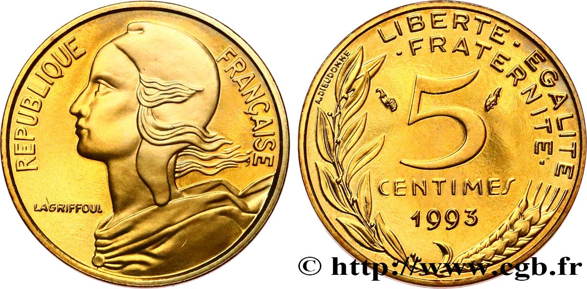 5 centimes Marianne, BE (Belle Épreuve), 4 plis 1993 Pessac F.125/33 var. FDC