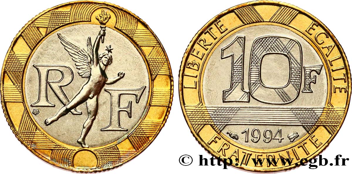 10 francs Génie de la Bastille, BU (Brillant Universel) 1994 Pessac F.375/11 FDC