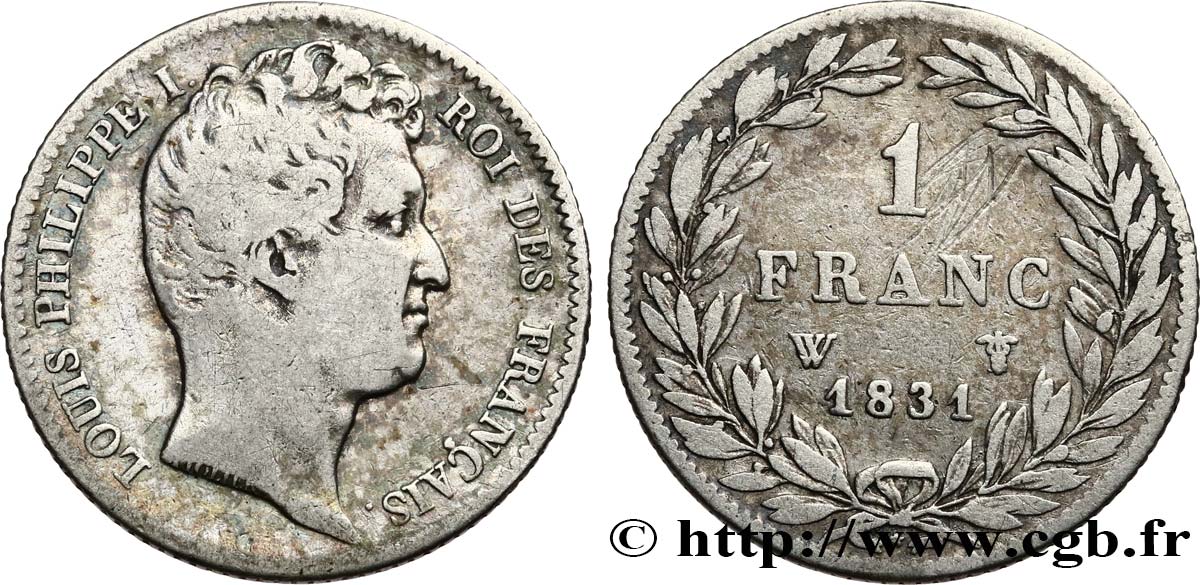 1 franc Louis-Philippe, tête nue 1831 Lille F.209/12 TB
