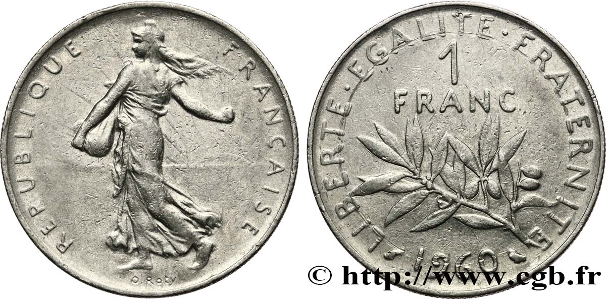 1 franc Semeuse, nickel 1960 Paris F.226/5 MB