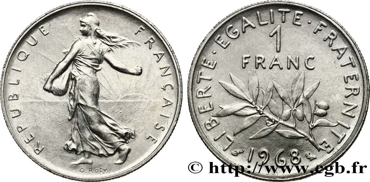 1 franc Semeuse, nickel 1968 Paris F.226/13 SPL55