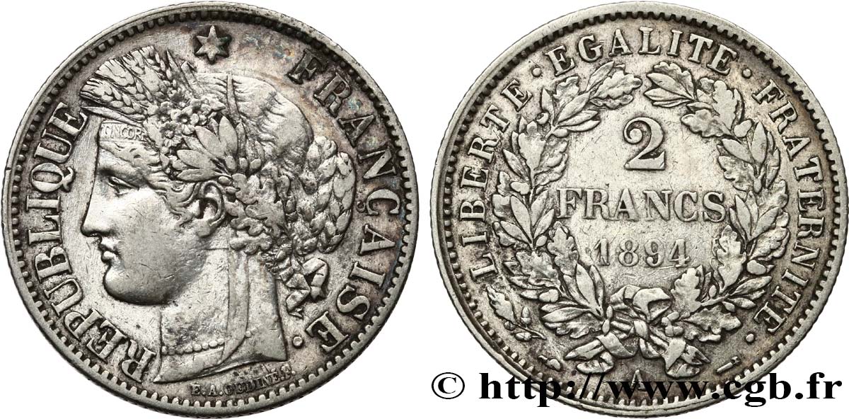 2 francs Cérès, avec légende 1894 Paris F.265/16 TB+