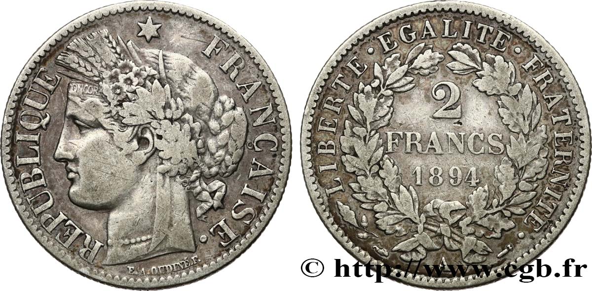 2 francs Cérès, avec légende 1894 Paris F.265/16 TB25