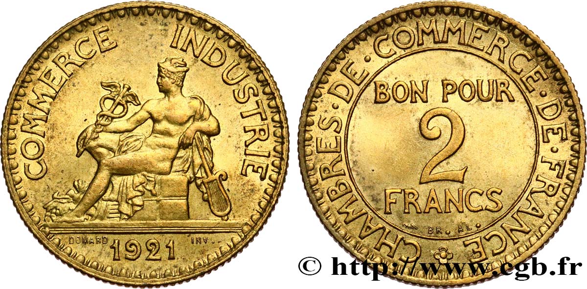 2 francs Chambres de Commerce 1921 F.267/3 MS60