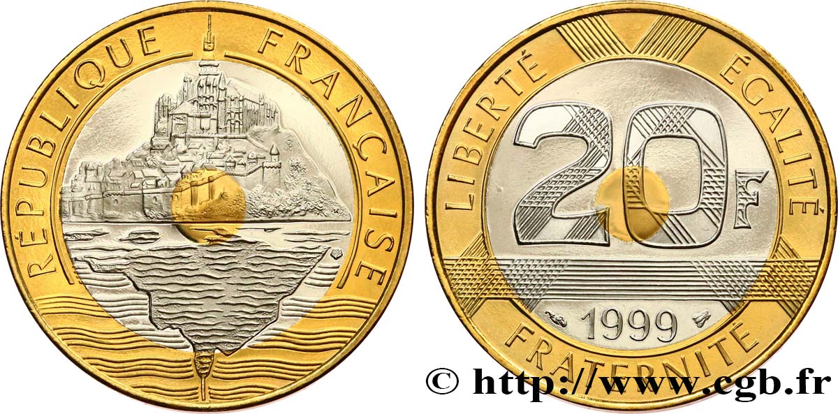 20 francs Mont Saint-Michel, BE (Belle Épreuve) 1999 Pessac F.403/15 var. FDC