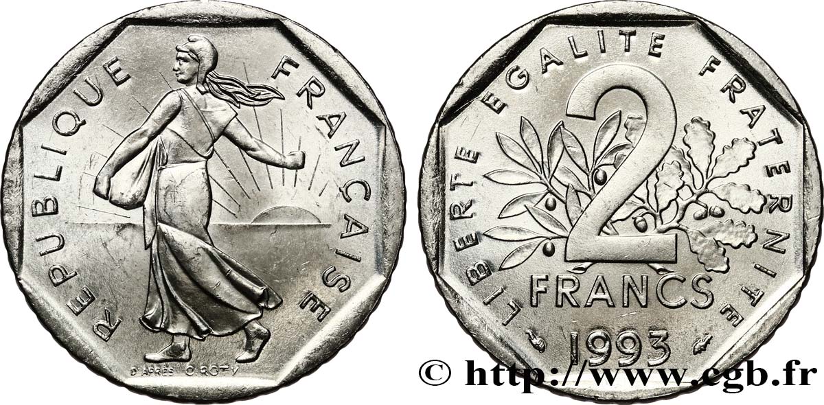 2 francs Semeuse, nickel 1993 Pessac F.272/19 EBC62
