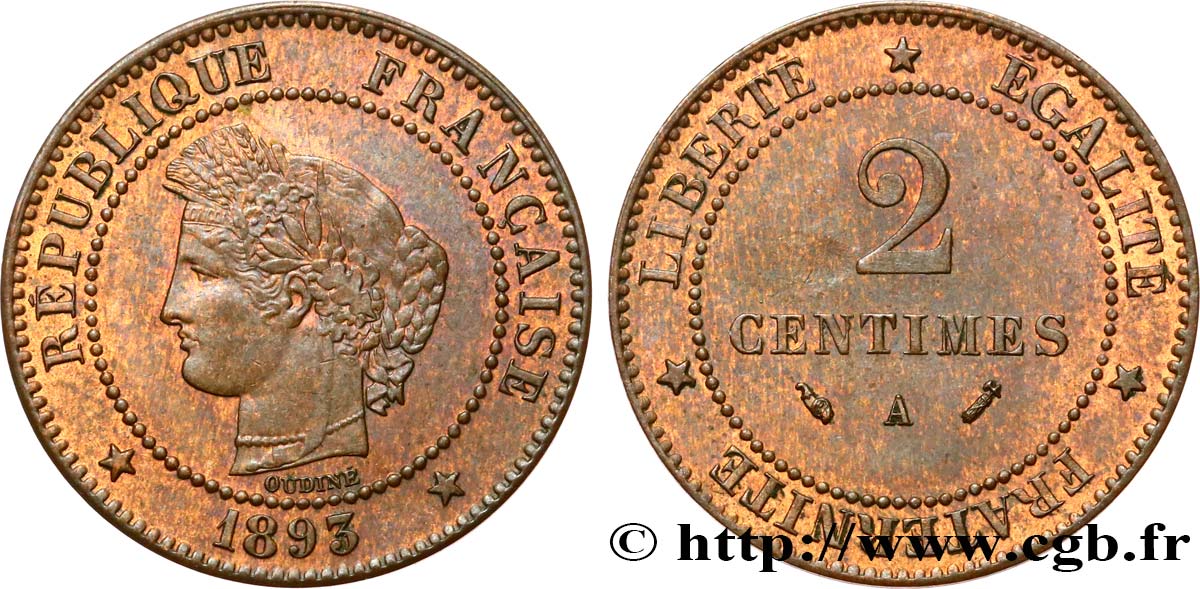 2 centimes Cérès 1893 Paris F.109/19 SUP58