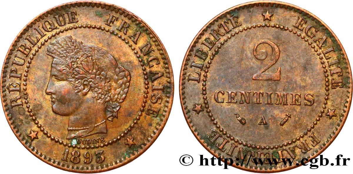 2 centimes Cérès 1893 Paris F.109/19 q.SPL