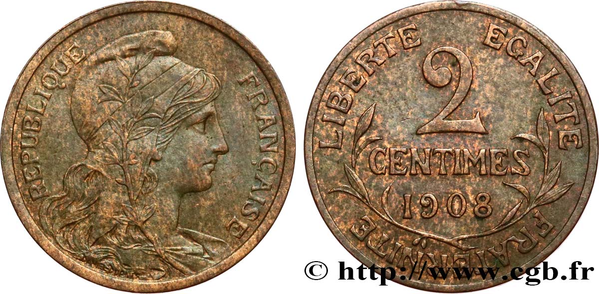 2 centimes Daniel-Dupuis 1908 Paris F.110/11 BB53