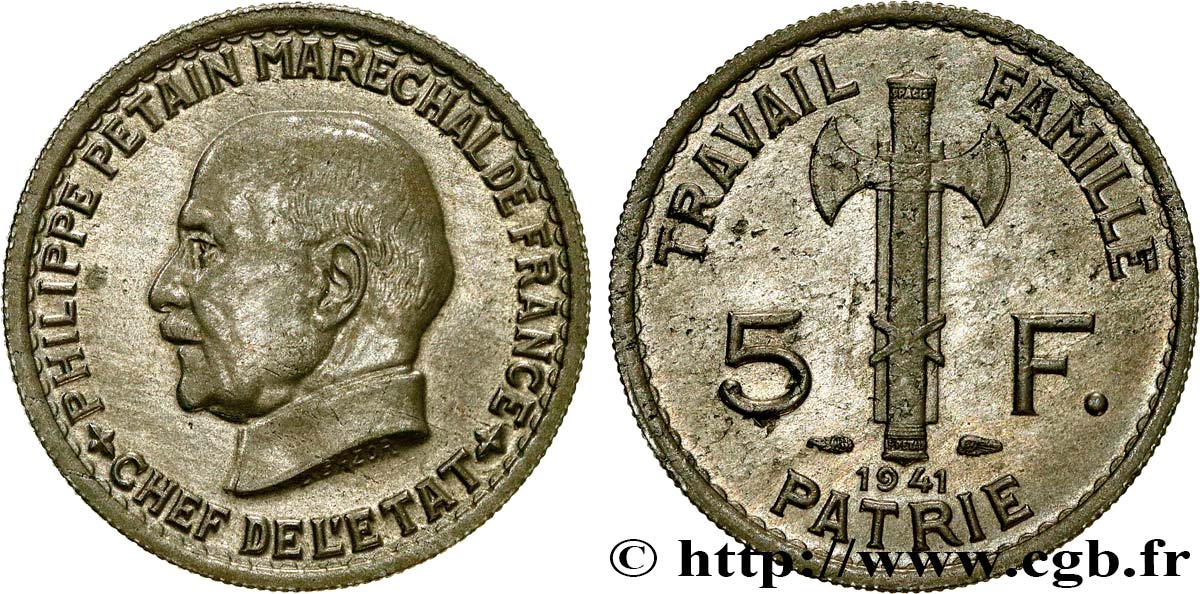5 francs Pétain  1941  F.338/2 VZ/fVZ 