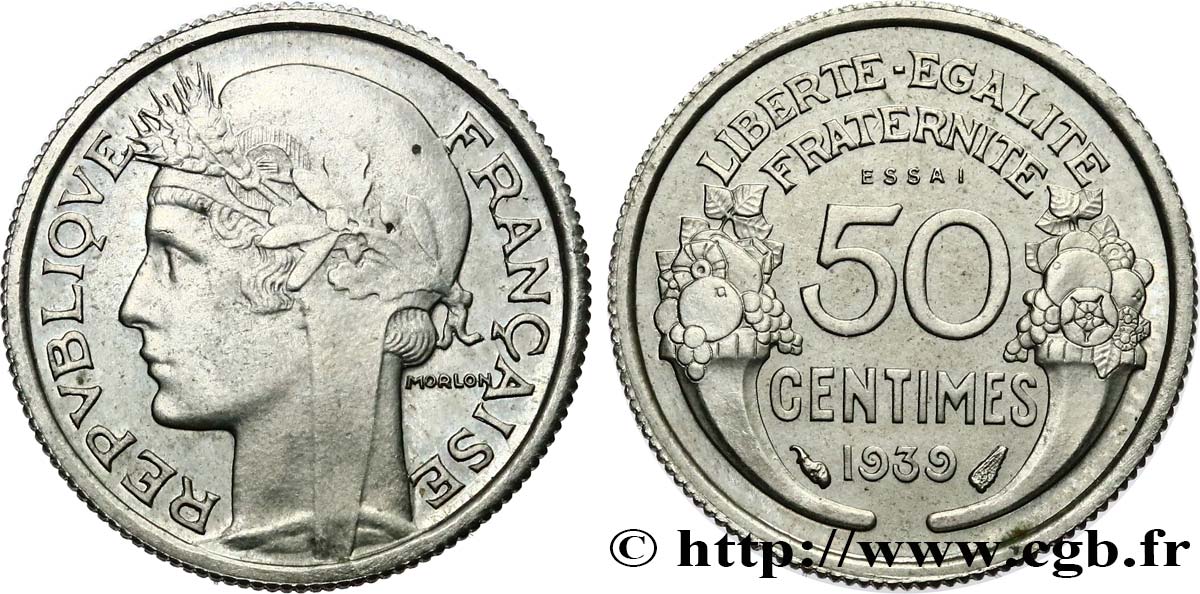Essai de 50 centimes Morlon en nickel 1939  GEM.84 8 SC63 