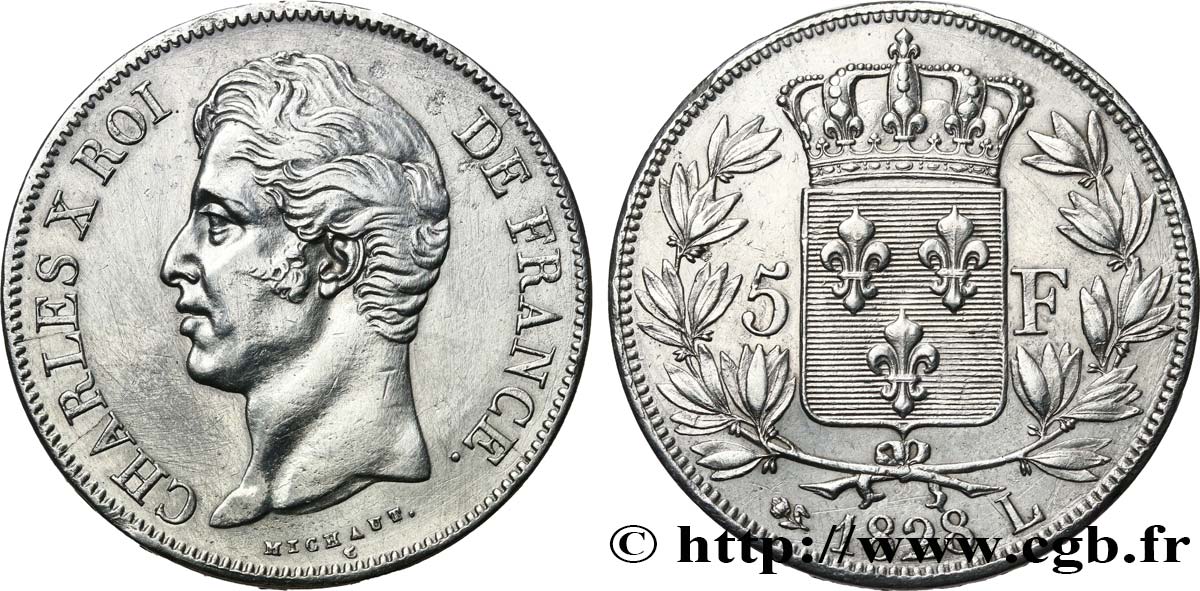 5 francs Charles X, 2e type 1828 Bayonne F.311/21 TTB+ 