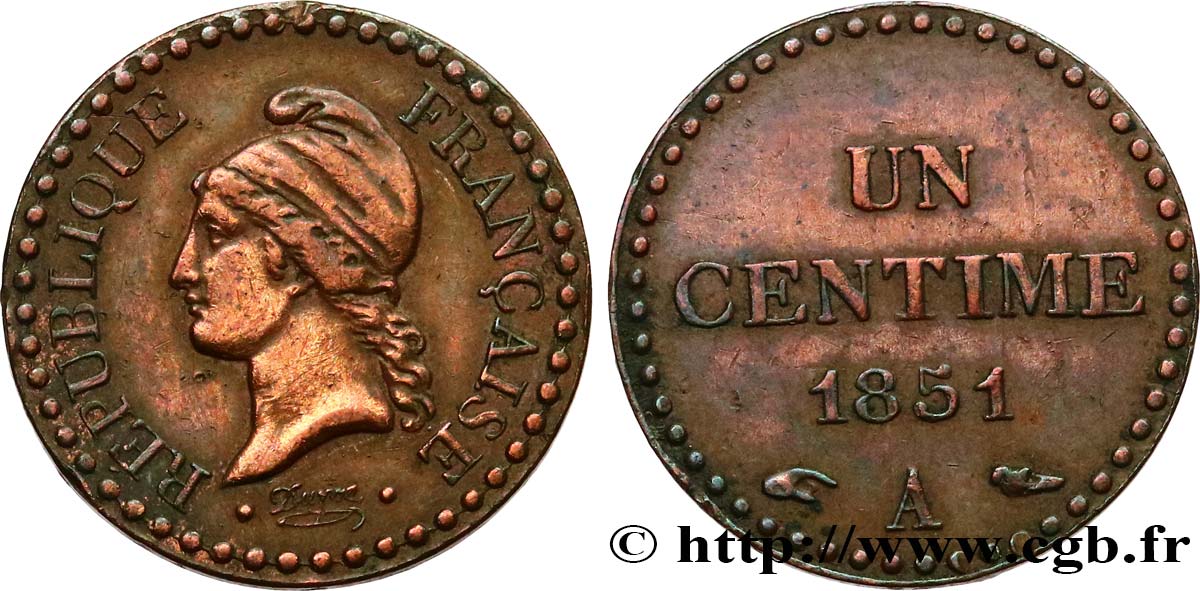 Un centime Dupré, IIe République 1851 Paris F.101/7 q.BB
